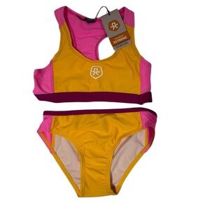 COLOR KIDS Colourblock Bikini in Pink and Yellow - size 3 - NWT